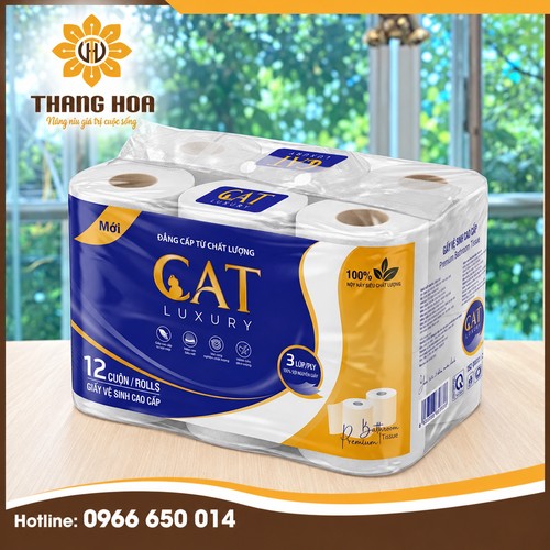 Giấy vệ sinh cao cấp CAT luxury 12 cuộn 3 lớp