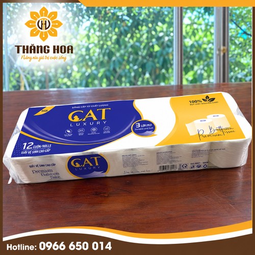 Giấy vệ sinh cao cấp CAT luxury 12 cuộn 3 lớp