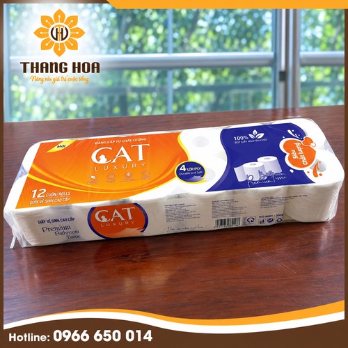 Giấy vệ sinh siêu chất lượng CAT Luxury 12 cuộn 4 lớp